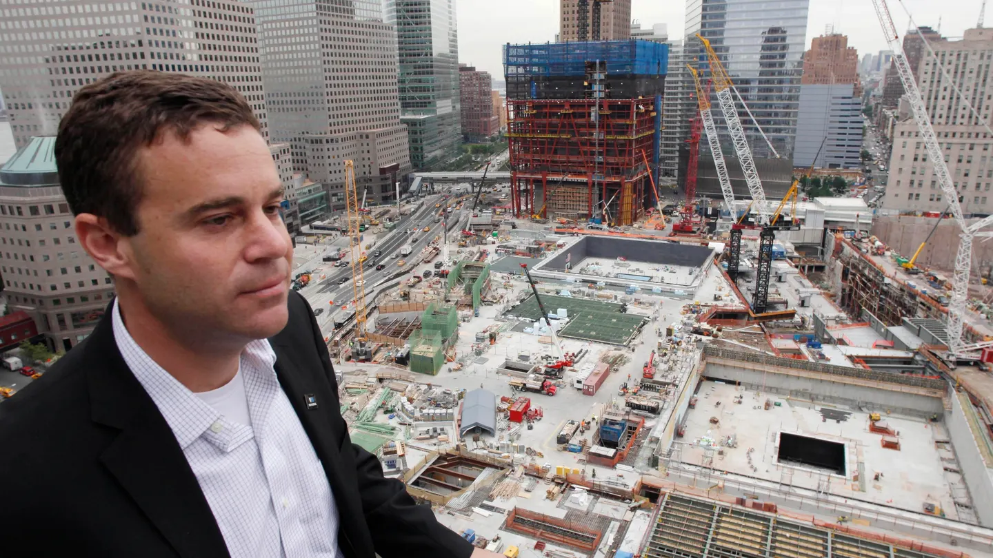 Joe Daniels overlooking construction at the World Trade Center site