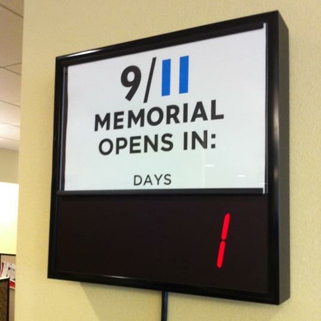 Memorial opening countdown clock showing one day remaining