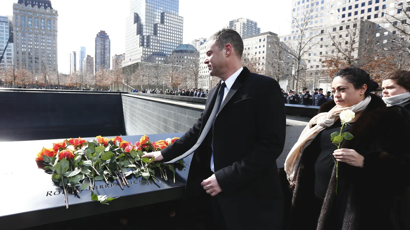 Joe Daniels at the Memorial with a family member