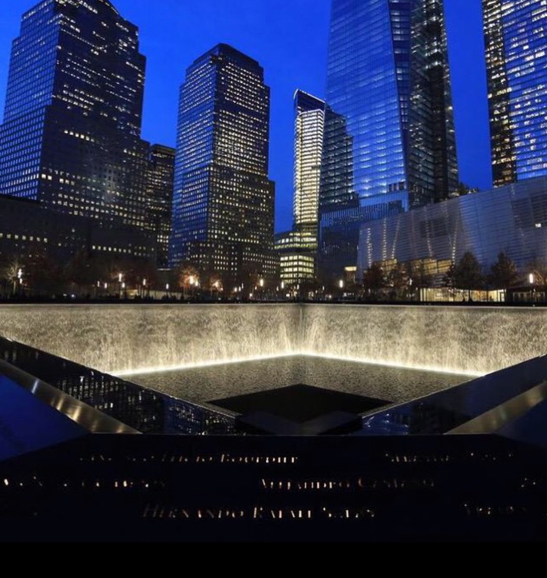 National September 11 Memorial at night